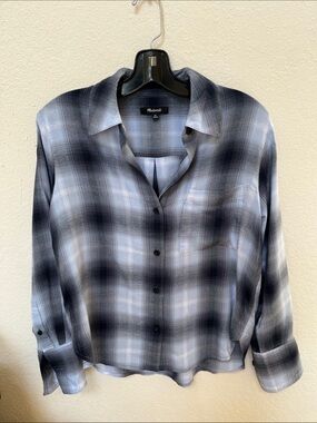 Madewell Blue and Gray Plaid Button-Up Shirt